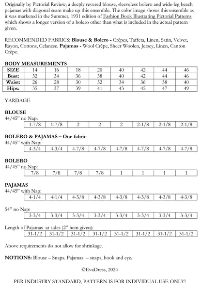 1931 Pajama Ensemble Sp30-5643