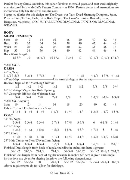 1956 Mermaid Evening Dress & Coat E50-3818