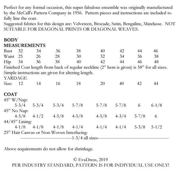 1956 Mermaid Evening Dress & Coat E50-3818
