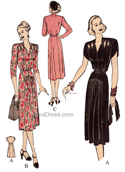 1947 Dress with Cut-Outs D40-4185 – EvaDress Patterns