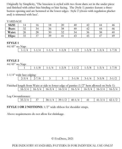 1944 Brassiere and Panties, U40-4994