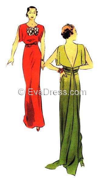 1930 Evening Gown E30-6573 EvaDress Patterns 1930 Evening Gown E30-6573 EvaDress Patterns