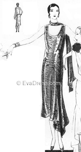 1929 Evening Frock & Scarf E20-6632