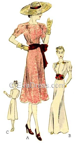 1944 Day or Evening Dress, E40-8046 EvaDress Patterns 1944 Day or Evening Dress, E40-8046 EvaDress Patterns