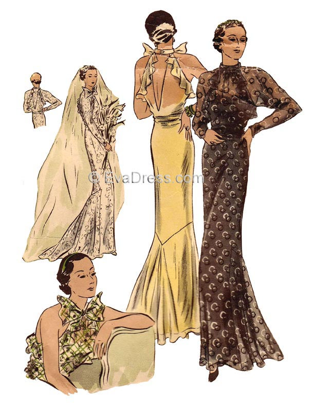 Pattern Tour, 1935 Vogue Evening or Wedding Gown, Br30-6633