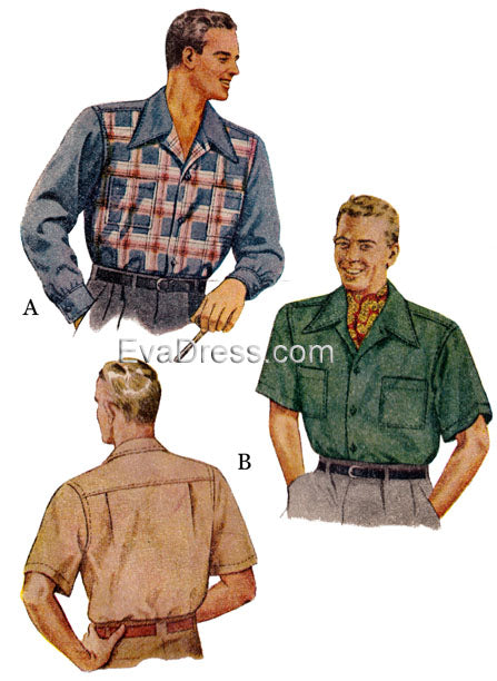 1945 Men's Shirts S40-6166 – EvaDress Patterns
