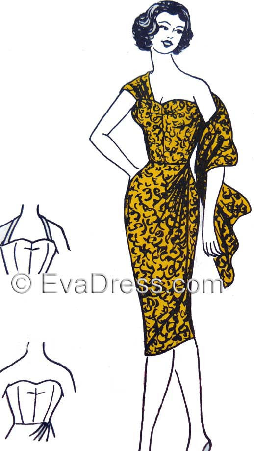 1960's Sarong Dress D60-108 EvaDress Patterns 1960's Sarong Dress D60-108 EvaDress Patterns