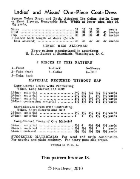 D30 Pattern 1935 Coat Frock D30-119 – EvaDress Patterns