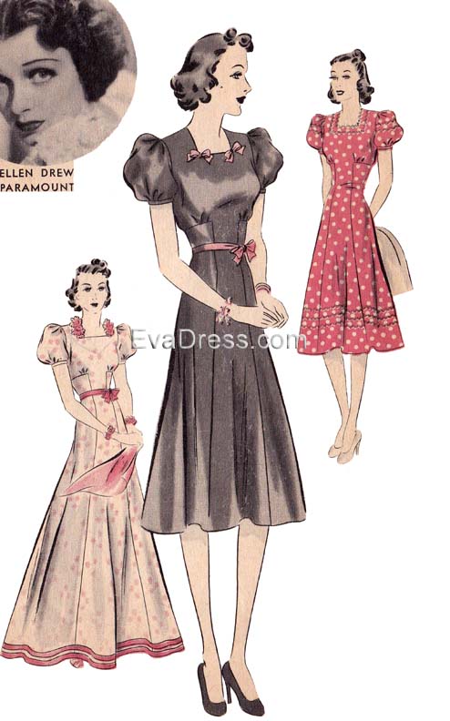 1939 One-Piece Frock, D30-1620 – EvaDress Patterns