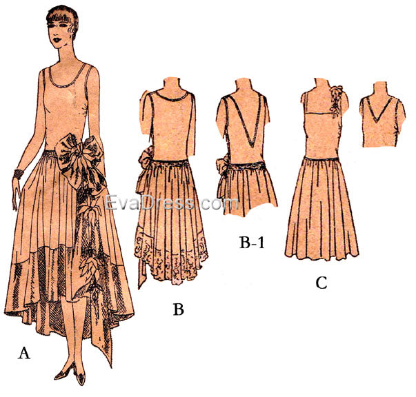 E-PATTERN 1920's Robe de Style E1772 EvaDress Patterns E-PATTERN 1920's Robe de Style E1772 EvaDress Patterns