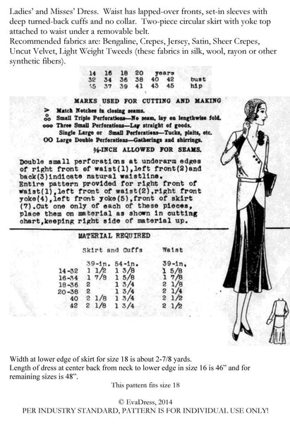 1932 One-Piece Dress D30-2996