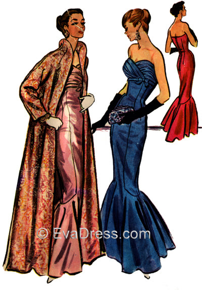 1956 Mermaid Evening Dress & Coat E50-3818