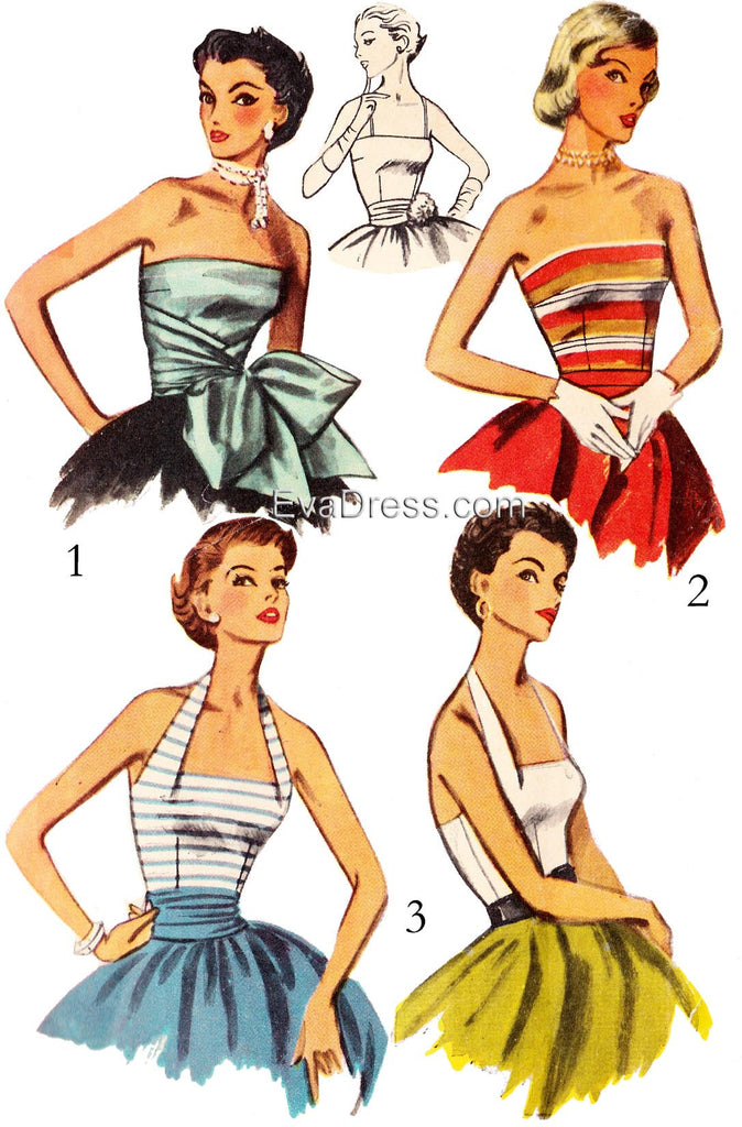 1953 Halter & Strapless Bodices B50-4320 EvaDress Patterns 1953 Halter & Strapless Bodices B50-4320 EvaDress Patterns