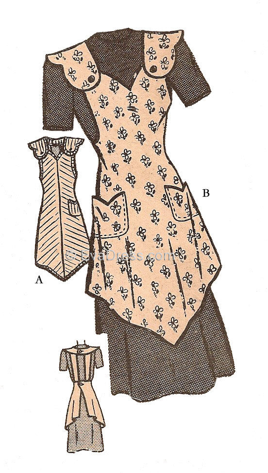 1940's One-Yard Apron, A40-4599 EvaDress Patterns 1940's One-Yard Apron, A40-4599 EvaDress Patterns