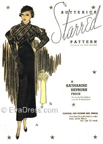E-PATTERN 1933 Katharine Hepburn Ensemble E5156PR (Multi-size)