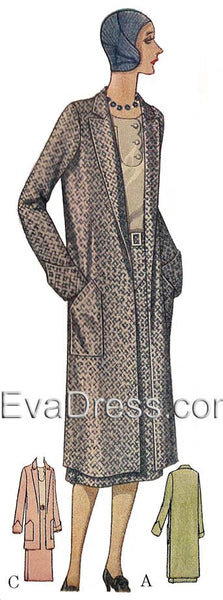 E-PATTERN 1929 Skirt, Blouse & Coat Ensemble E5955