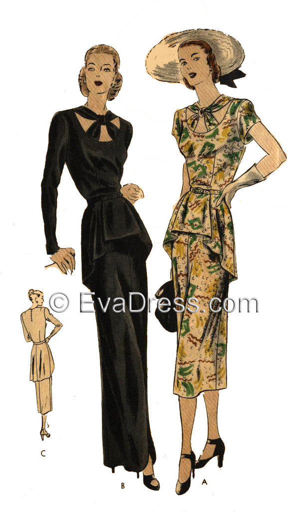 1945 Day or Evening Dress, E40-6111 EvaDress Patterns 1945 Day or Evening Dress, E40-6111 EvaDress Patterns
