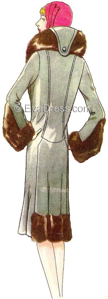 Fur Coat. circa 1929: A fashion model wearing a fur coat