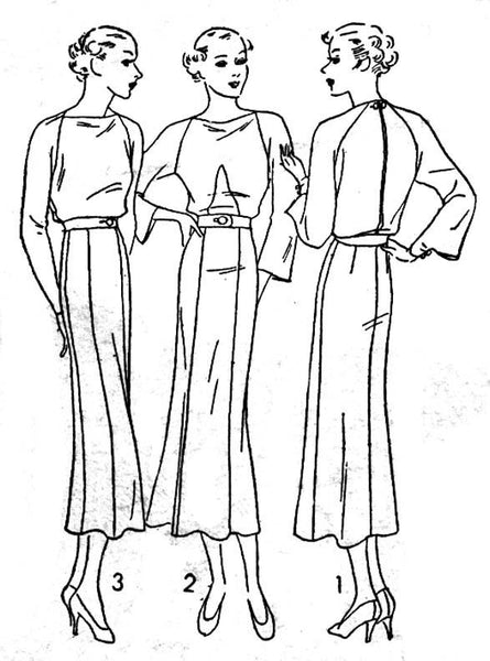 D30 Pattern 1936 Dresses, D30-7911 – EvaDress Patterns