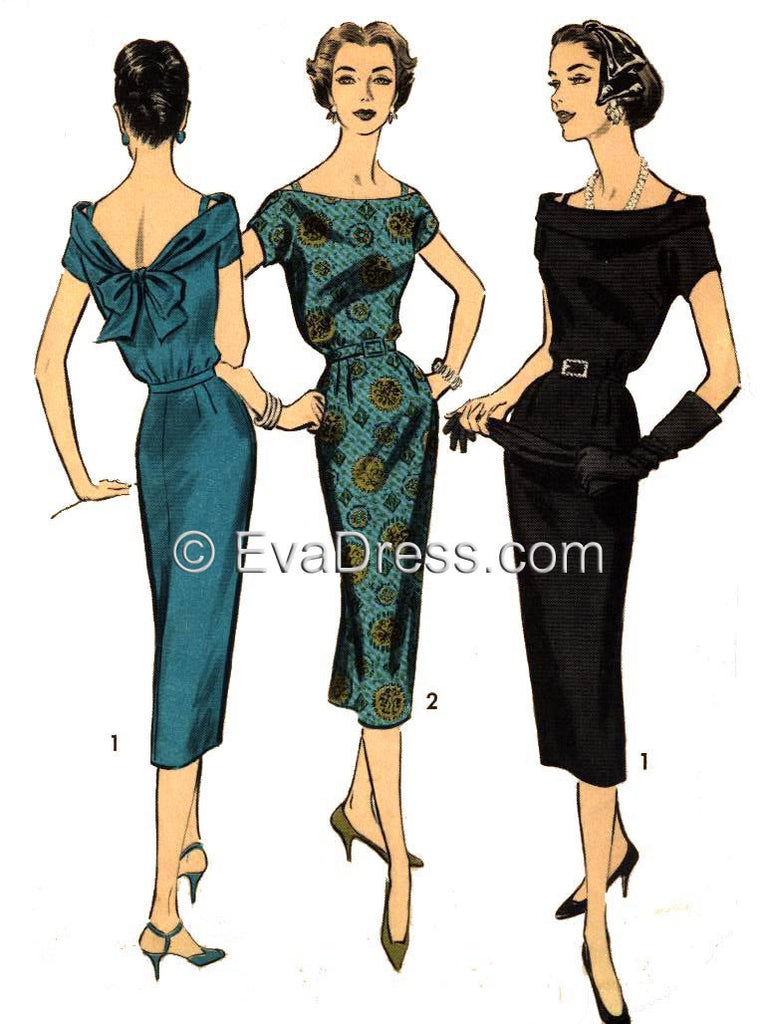 1958 Cocktail Dress E50-8673 EvaDress Patterns 1958 Cocktail Dress E50-8673 EvaDress Patterns