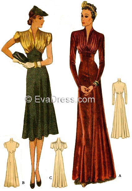1938 Dinner Dresses D30-9906 EvaDress Patterns 1938 Dinner Dresses D30-9906 EvaDress Patterns