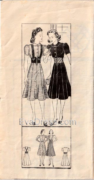 1940's Dress with Optional Girdle and Straps or Separate Skirt, Original Anne Adams 4827 32" bust