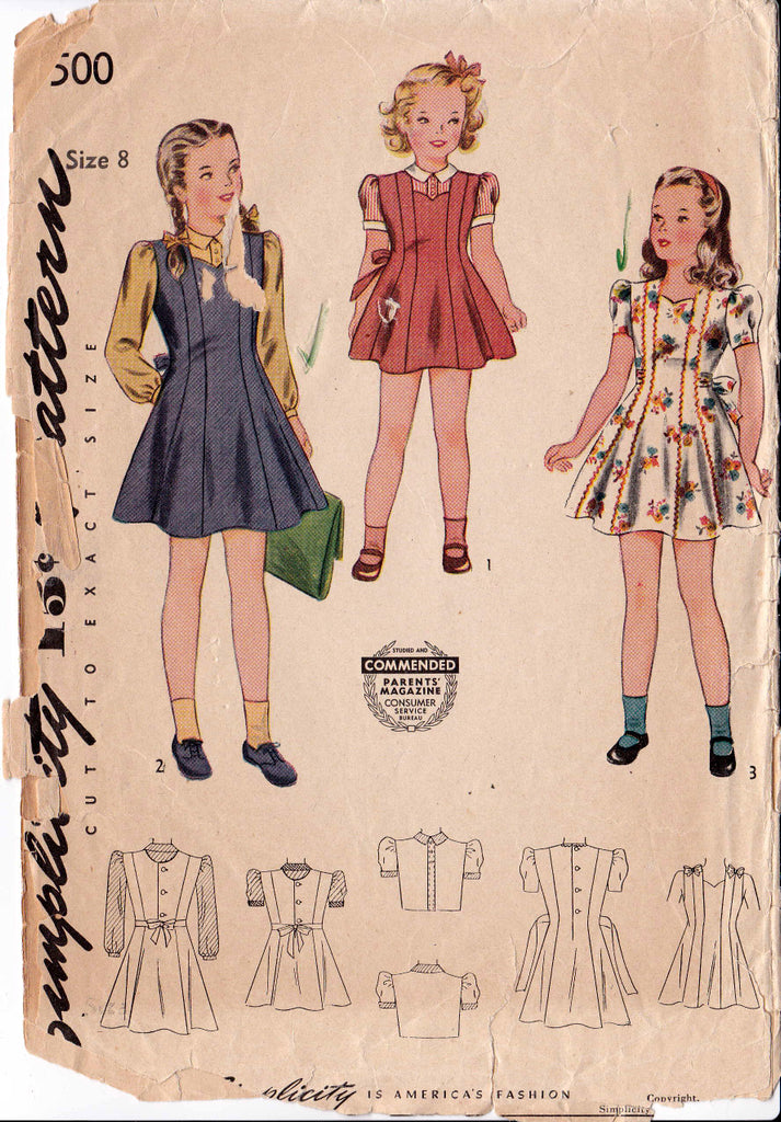 1943 Girl's Jumper, Blouse and Dress, Original Simplicity 4500